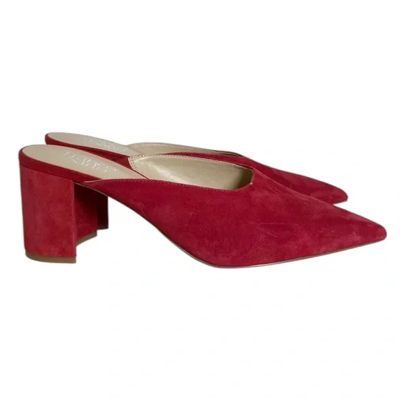 Franco Sarto Red Pointed Toe Suede Mules - Picture 3 of 8